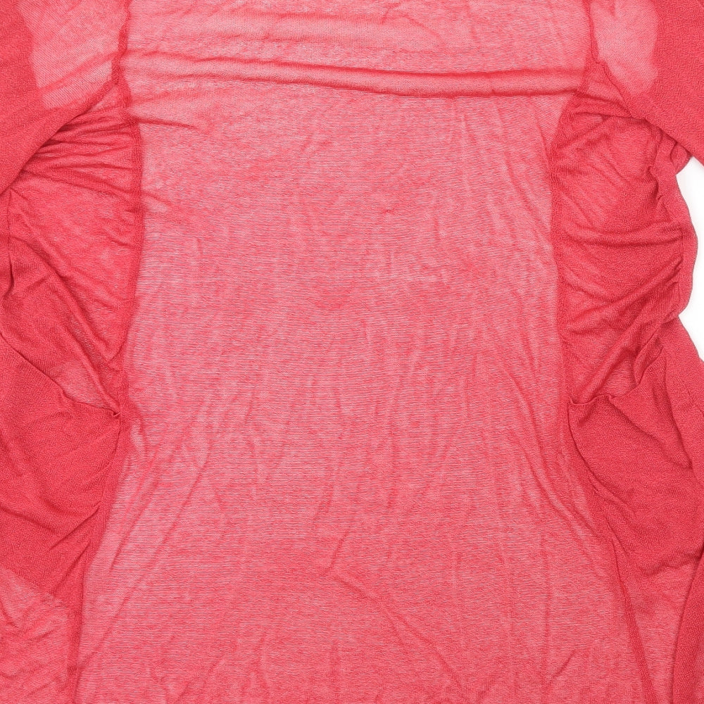 Aria Womens Red V-Neck  Viscose Cardigan Jumper Size 12