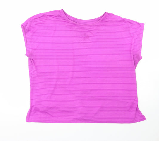 Dunnes  Womens Purple  Polyester Basic T-Shirt Size XL Crew Neck