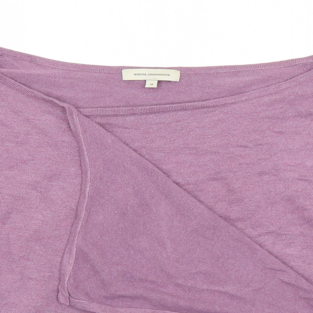John Rocha Womens Purple V-Neck  Viscose Cardigan Jumper Size 18
