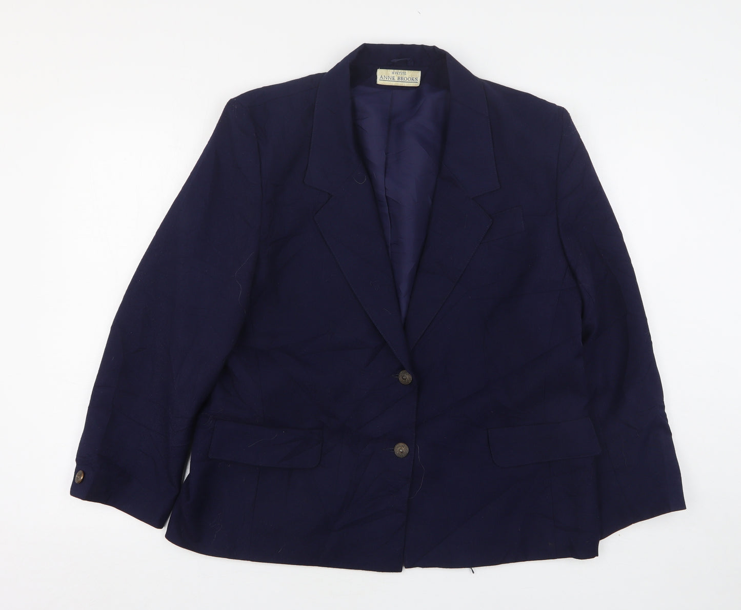 Anne Brooks Womens Blue  Polyester Jacket Suit Jacket Size 18
