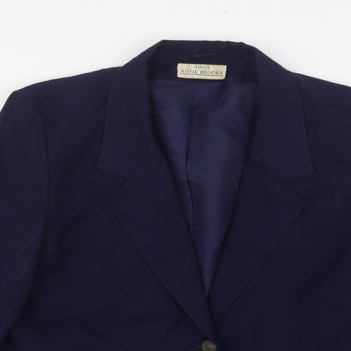 Anne Brooks Womens Blue  Polyester Jacket Suit Jacket Size 18