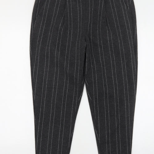 ICHI Womens Grey Striped Polyester Capri Leggings Size L L25 in