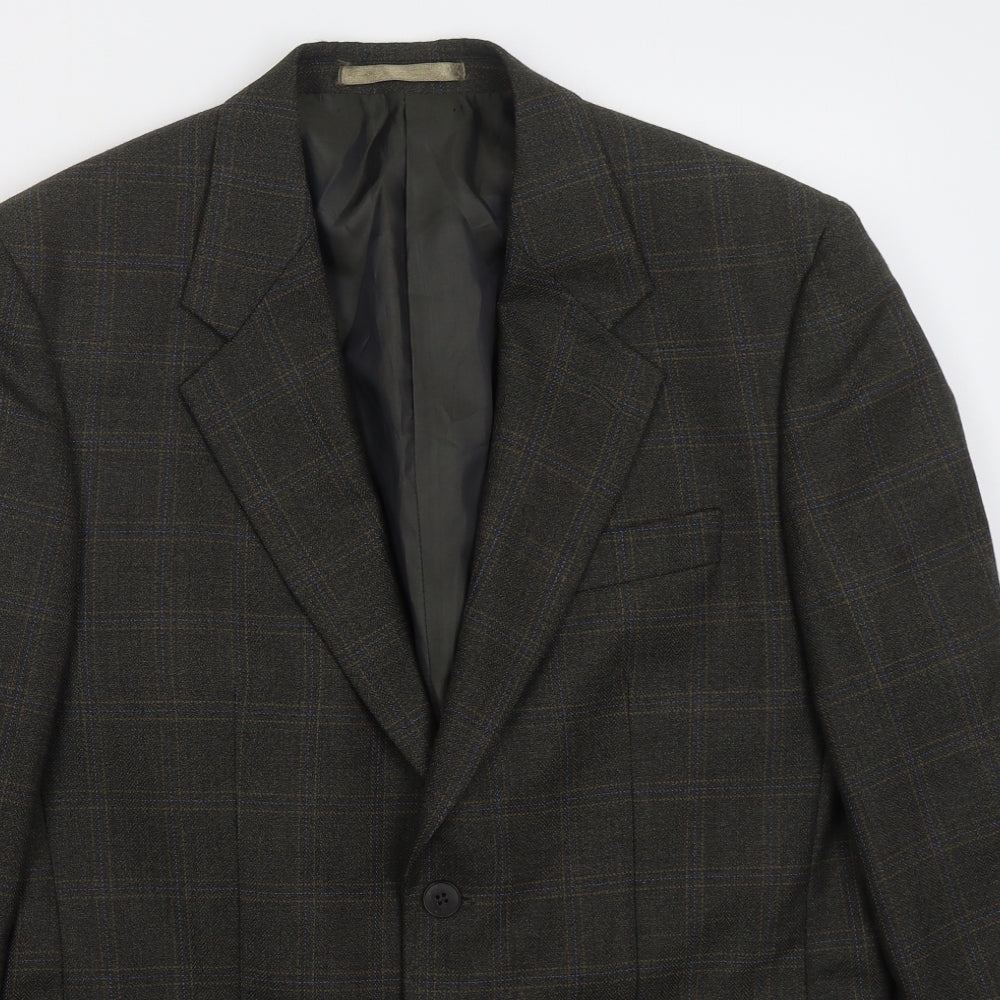 Brook Taverner Mens Brown Check Polyester Jacket Suit Jacket Size