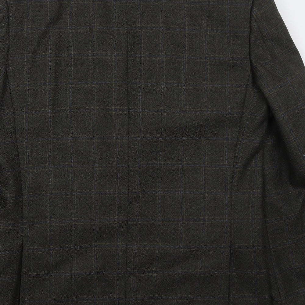 Brook Taverner Mens Brown Check Polyester Jacket Suit Jacket Size