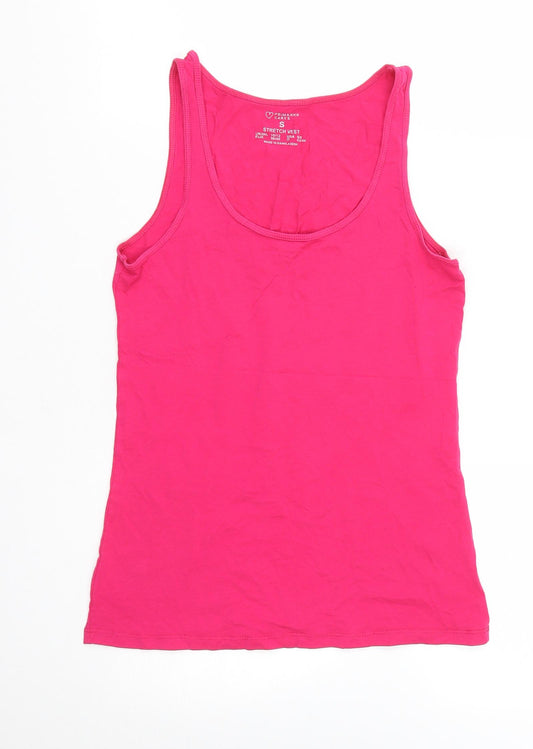 Primark Womens Pink  Cotton Basic Tank Size S Round Neck  - Size 10-12