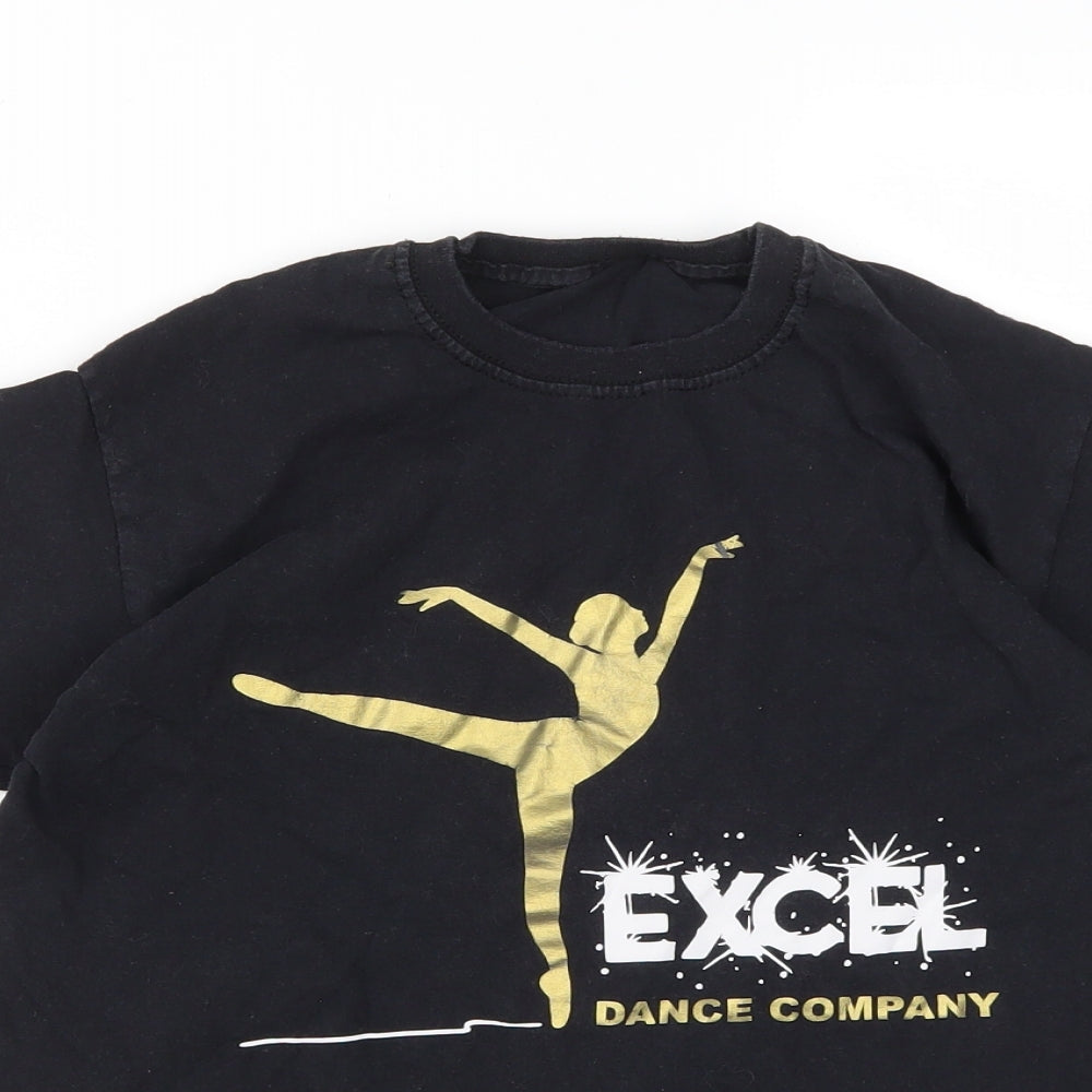 Excel Girls Black  Polyester Cropped T-Shirt Size 10-11 Years Round Neck  - Excel Dance Company