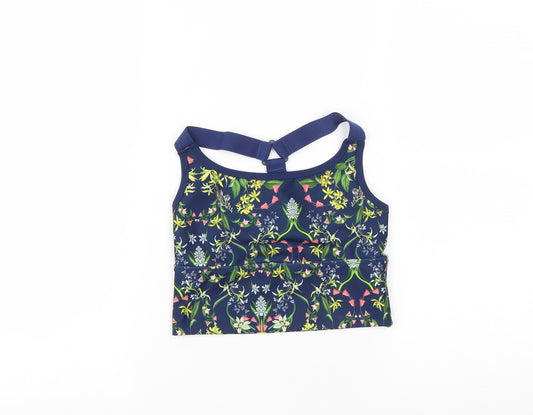ASOS Womens Blue Floral Polyester Cropped Tank Size 8 Scoop Neck