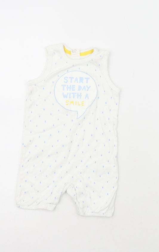 H&M Baby White  100% Cotton Babygrow One-Piece Size 3-6 Months   - Start the day with a smile