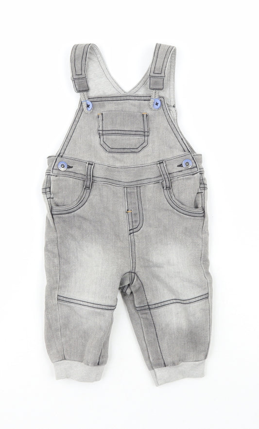 My First Choice Boys Grey  Polyester Dungaree One-Piece Size 6-9 Months   - Hello Friends