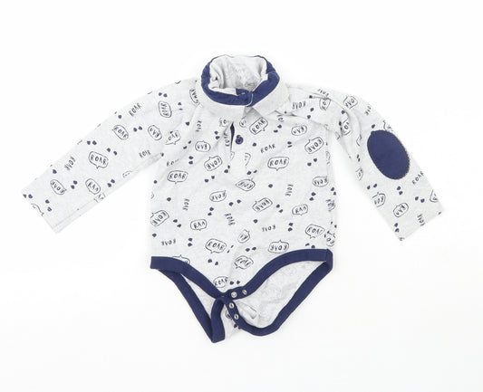 Preworn Boys Grey  Polyester Babygrow One-Piece Size 3-6 Months   - Roar