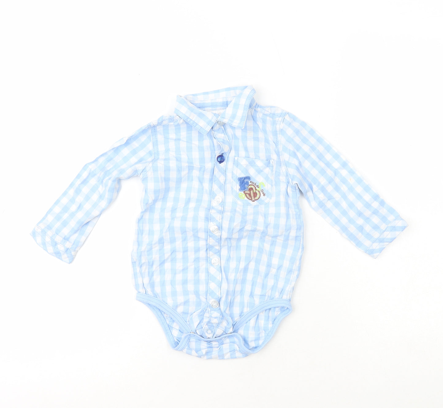 Ergee Boys Blue Plaid 100% Cotton Babygrow One-Piece Size 12-18 Months
