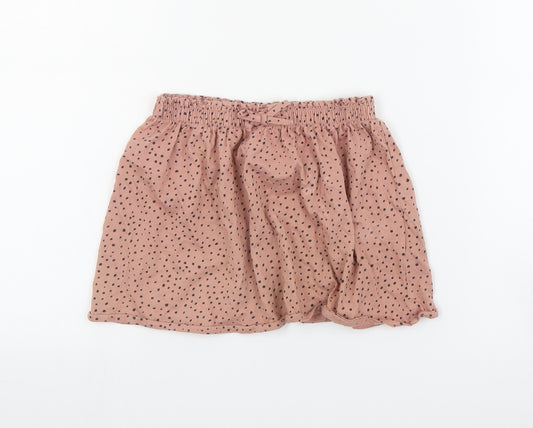 H&M Girls Pink Polka Dot Cotton Skater Skirt Size 3-4 Years  Regular Pull On