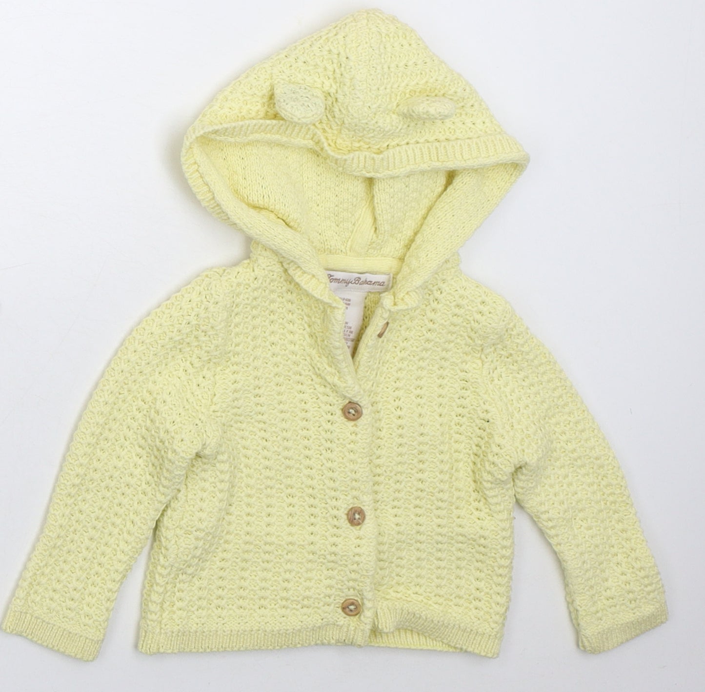 Tommy Bahama Girls Yellow  Cotton Cardigan Jumper Size 3-6 Months  Button