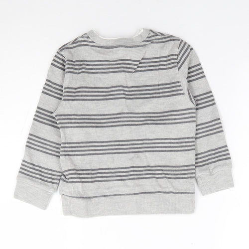 Dunnes Boys Grey Round Neck Striped Cotton Pullover Jumper Size 5 Years  Pullover