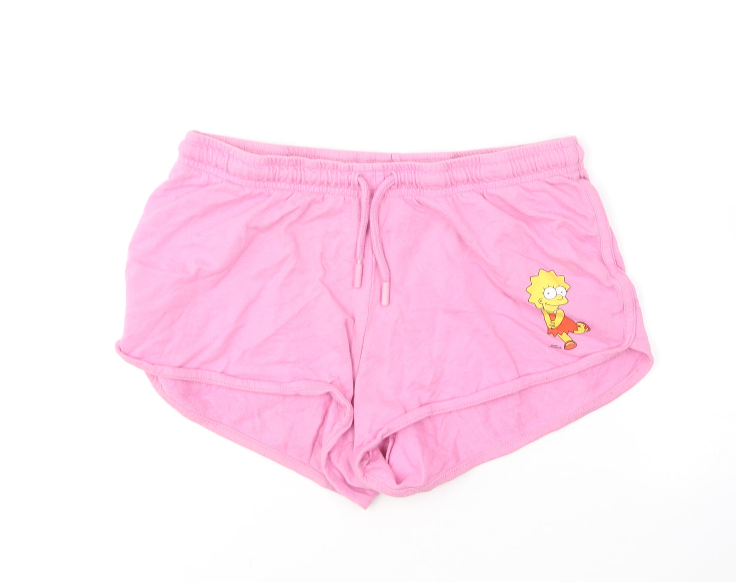 The Simpsons Womens Pink  Cotton Sweat Shorts Size 10 L6 in Regular  - Lisa Simpson