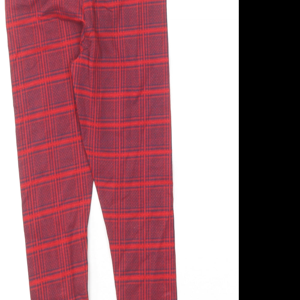 Primark Girls Red Plaid Cotton Jogger Trousers Size 5-6 Years  Regular