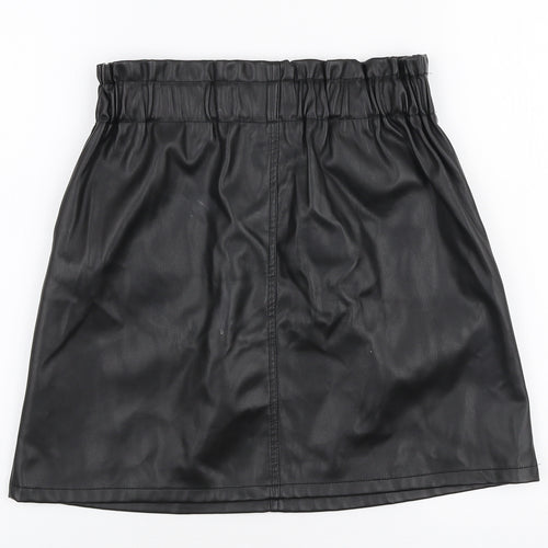 Primark Girls Black  Polyurethane A-Line Skirt Size 11-12 Years  Regular Pull On