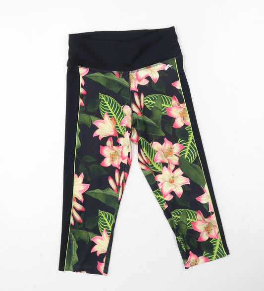 F&F Womens Multicoloured Floral Polyester Cropped Leggings Size XS L20 in