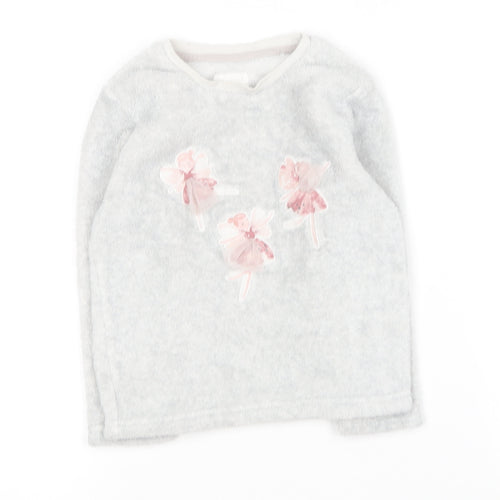 Primark Girls Grey Solid Polyester Top Pyjama Top Size 2-3 Years   - Fairy