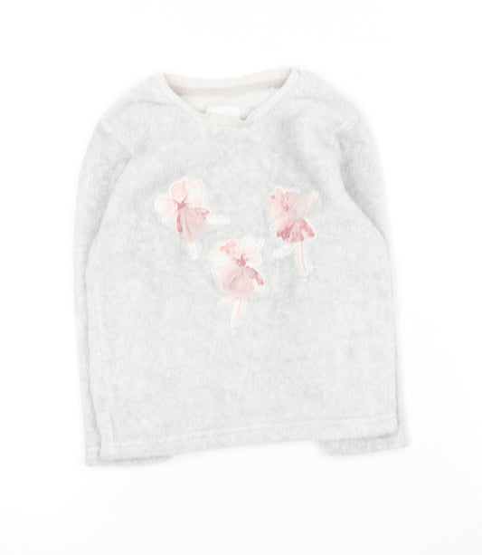 Primark Girls Grey Solid Polyester Top Pyjama Top Size 2-3 Years   - Fairy