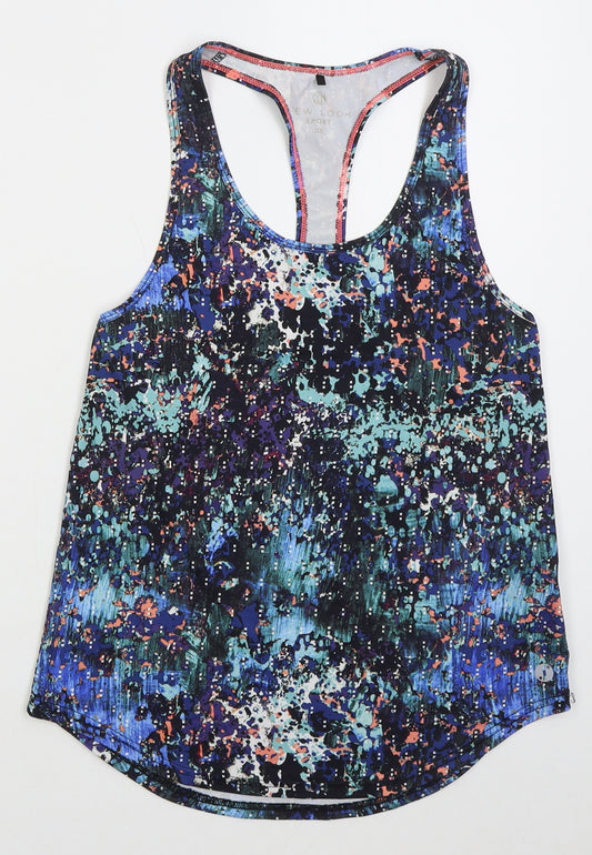 New Look Womens Blue  Polyester Basic Tank Size XS Round Neck Pullover - Abstract