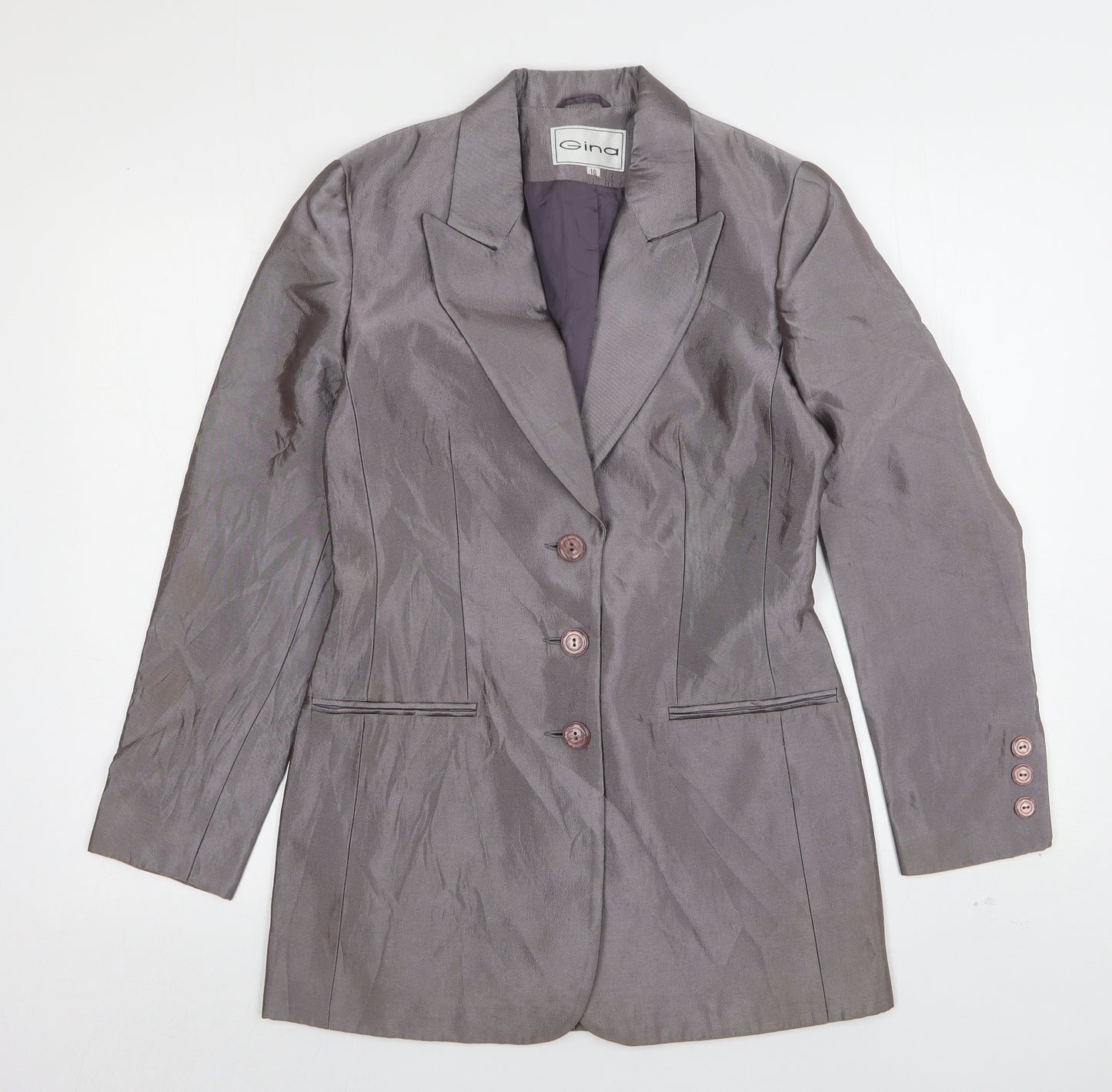Gina  Womens Silver  Acetate Jacket Suit Jacket Size 10