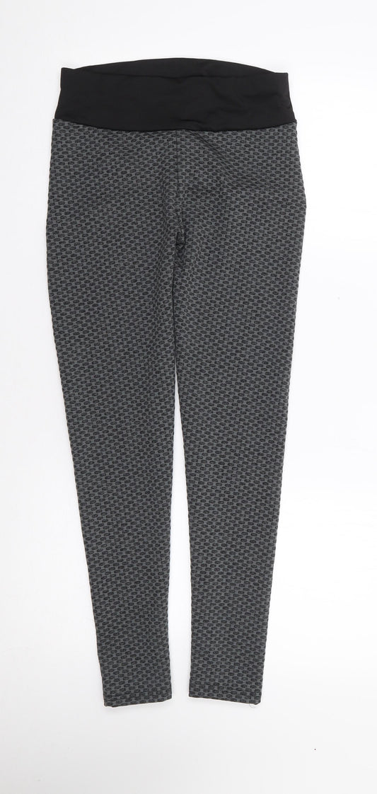 Viki Body Womens Grey Geometric Polyester Jogger Leggings Size L L27 in