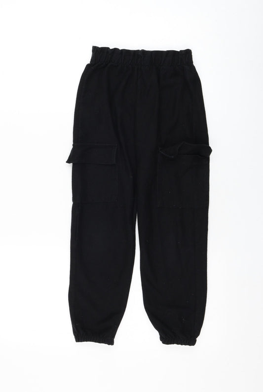 Zara Girls Black  Cotton Jogger Trousers Size 9 Months  Regular Pullover