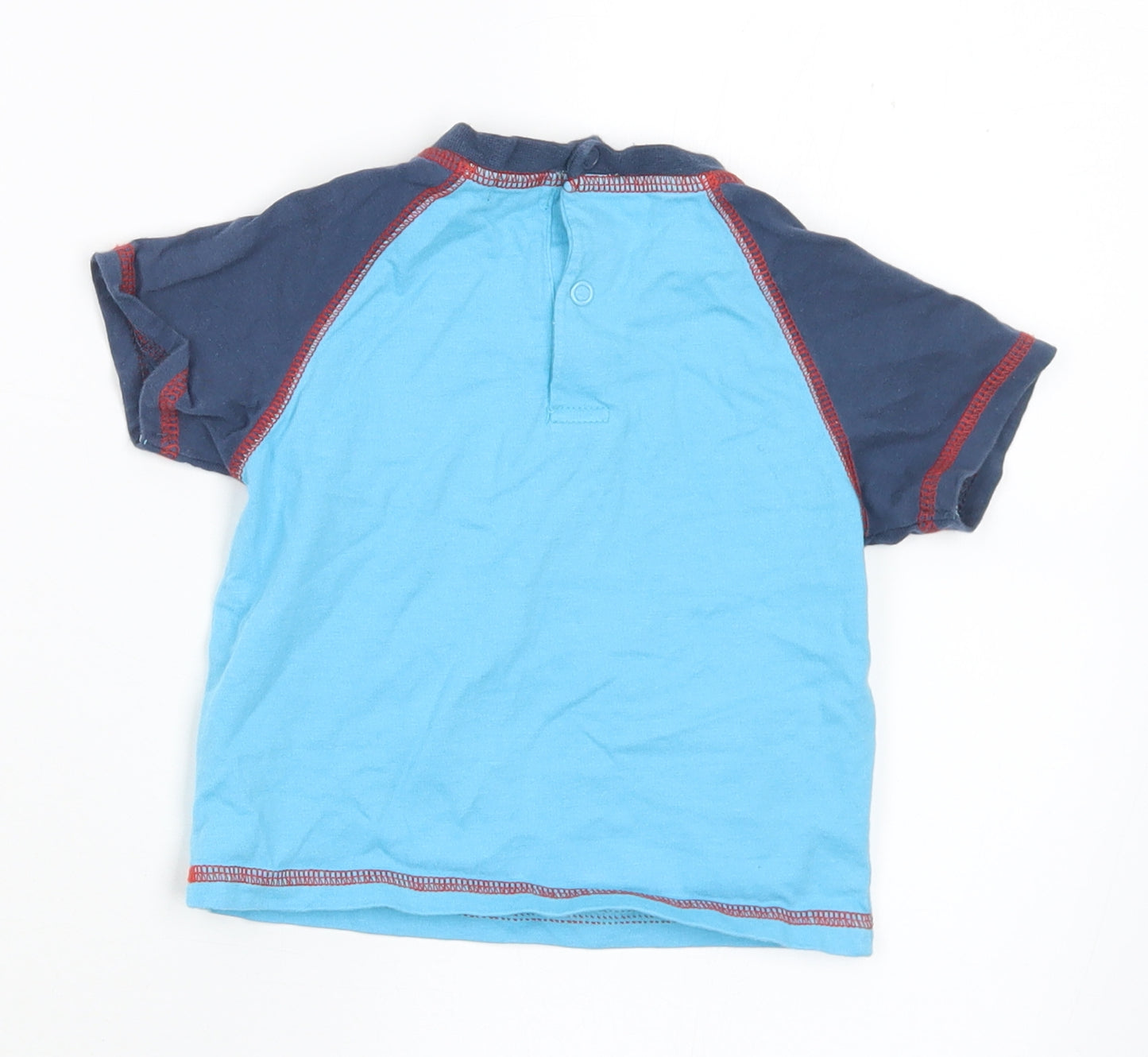 Minoti Boys Blue  Cotton Basic T-Shirt Size 6-9 Months Crew Neck  - 6-12 Months. Cars