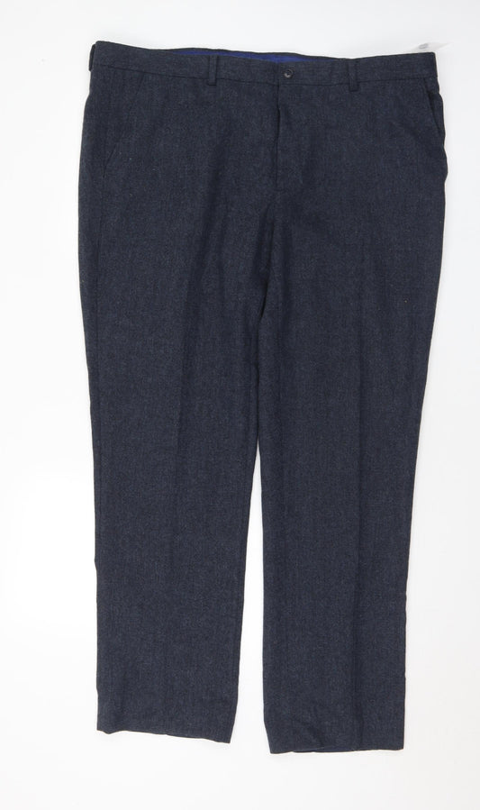 Matalan Mens Grey  Wool Trousers  Size 40 in L31 in Regular Button