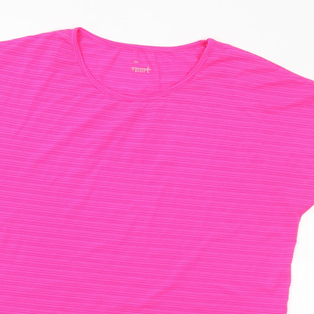 Dunnes Stores Womens Pink  Polyester Basic T-Shirt Size L Round Neck