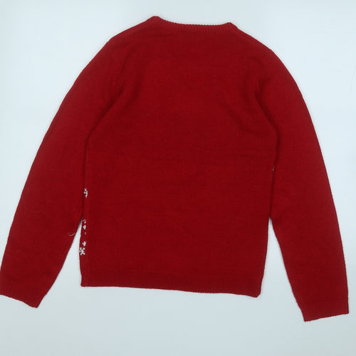 Pep&Co Boys Red Round Neck  Acrylic Pullover Jumper Size 12 Years   - Christmas Jumper