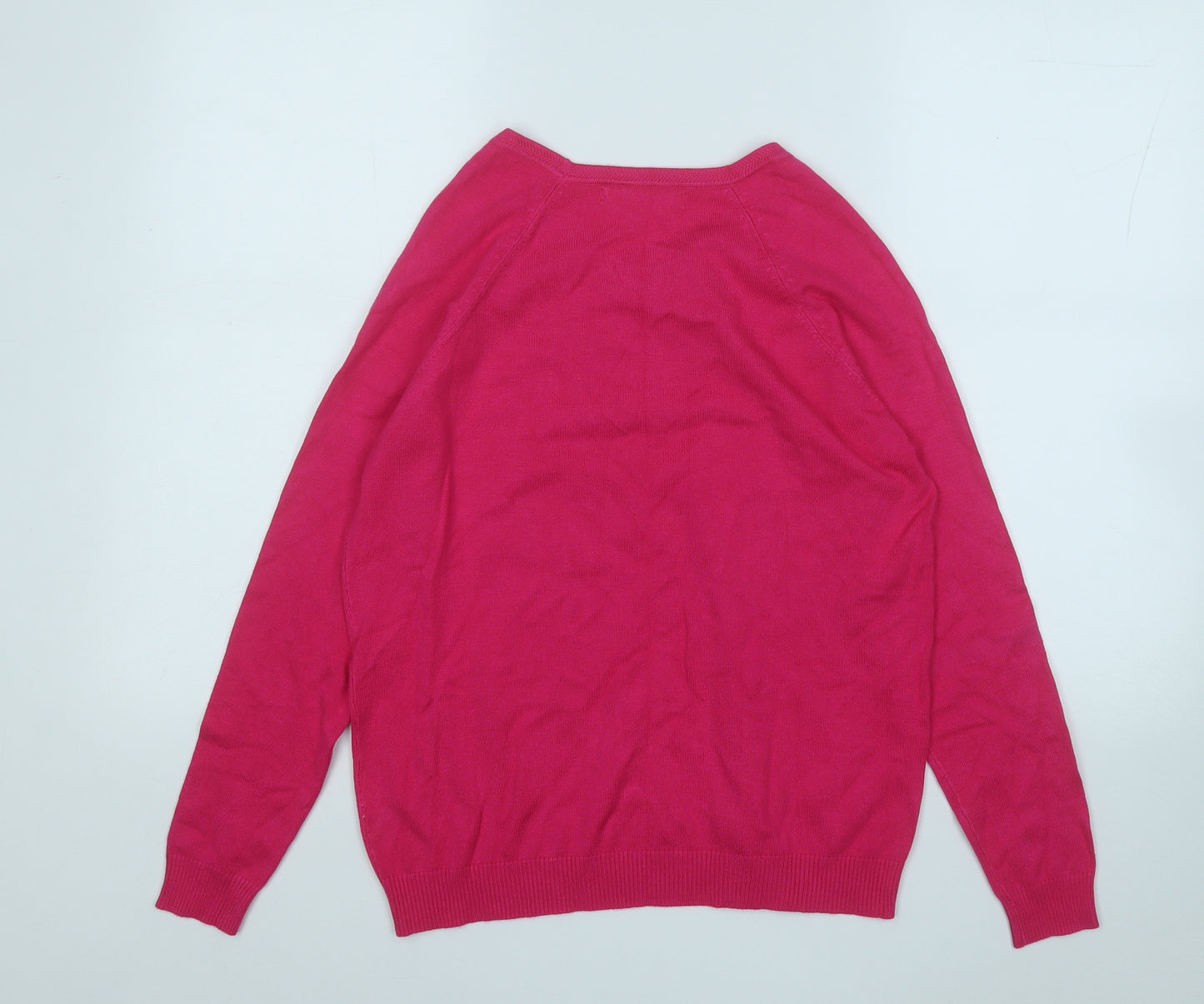 Sfera Womens Pink Round Neck  Acrylic Pullover Jumper Size L