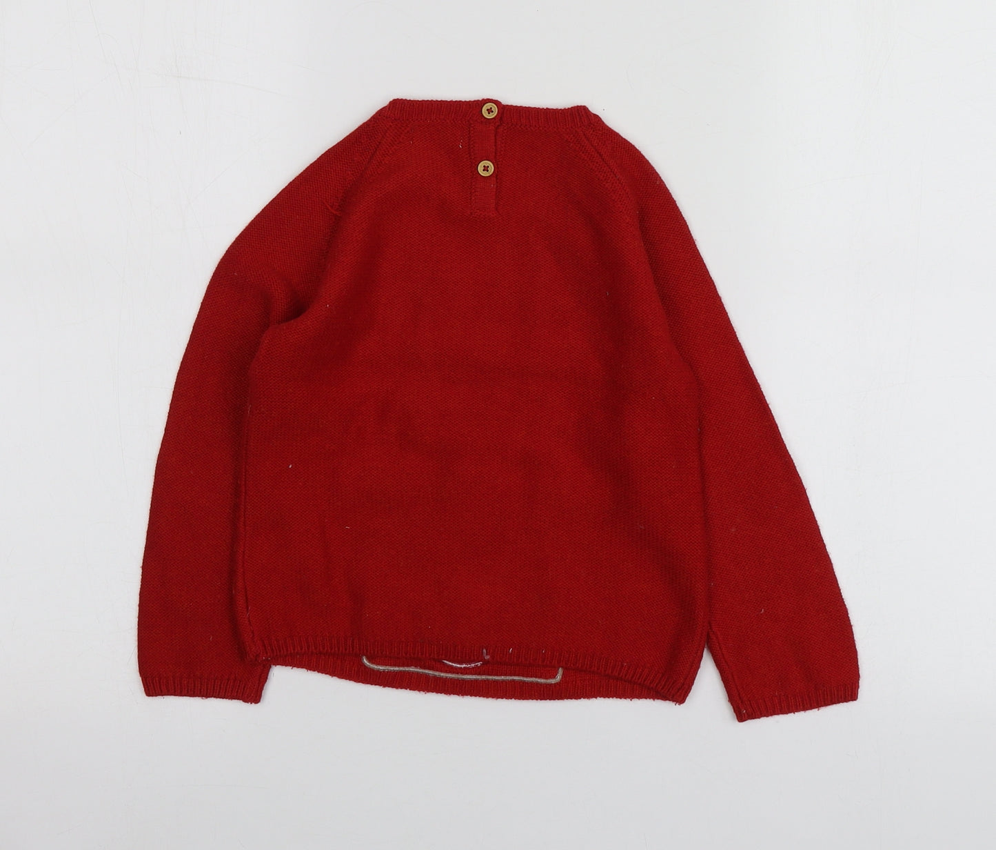 NEXT Boys Red Round Neck Geometric Acrylic Pullover Jumper Size 4-5 Years