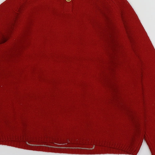 NEXT Boys Red Round Neck Geometric Acrylic Pullover Jumper Size 4-5 Years