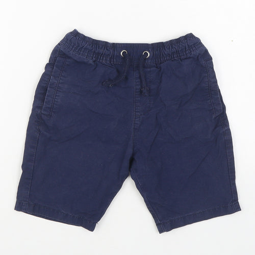 Marks and Spencer Boys Blue  100% Cotton Cargo Shorts Size 7-8 Years  Regular Tie