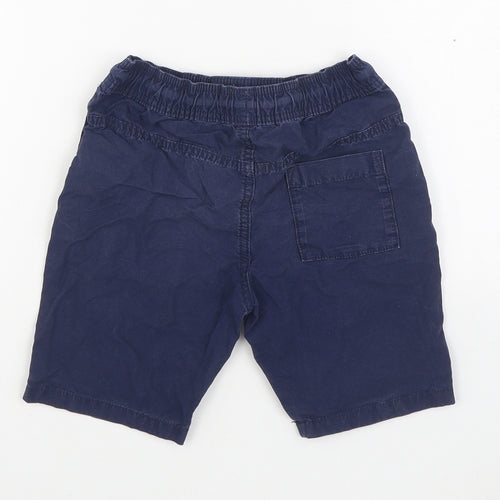 Marks and Spencer Boys Blue  100% Cotton Cargo Shorts Size 7-8 Years  Regular Tie