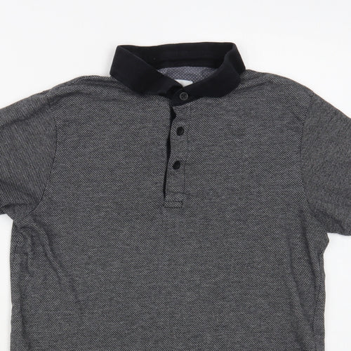 Peter Werth Mens Grey  Cotton  Polo Size XS Collared Button