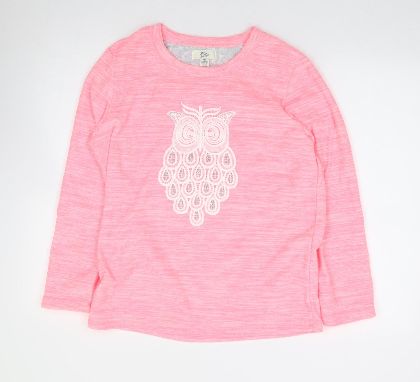 Primark Womens Pink Solid Polyester Top Pyjama Top Size M   - Owl