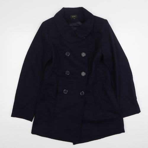 Evita Womens Blue   Pea Coat Coat Size 14  Button