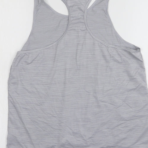 USA Pro Womens Grey Striped Polyester Basic Tank Size 8 Round Neck