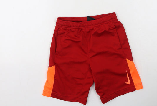 Nike Boys Red  Polyester Sweat Shorts Size 7 Years  Regular