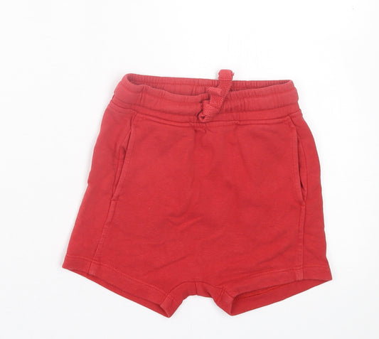 George Boys Red  Cotton Sweat Shorts Size 2-3 Years  Regular Tie