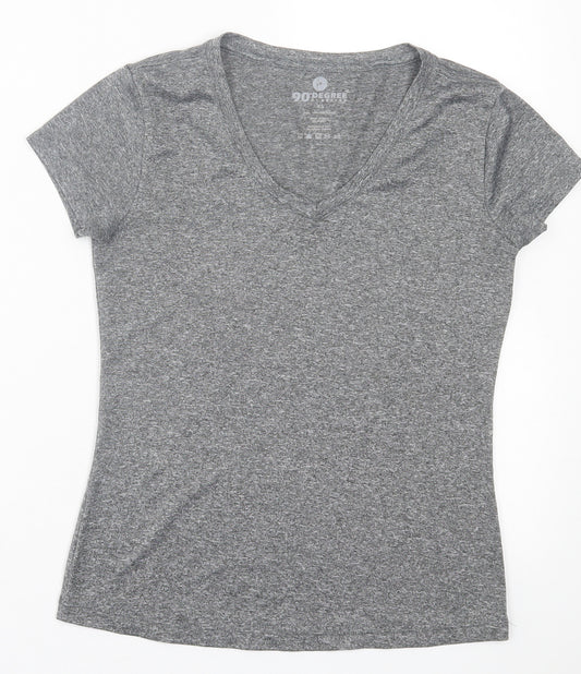 90 Degree Womens Grey  Polyester Basic T-Shirt Size XS V-Neck Pullover