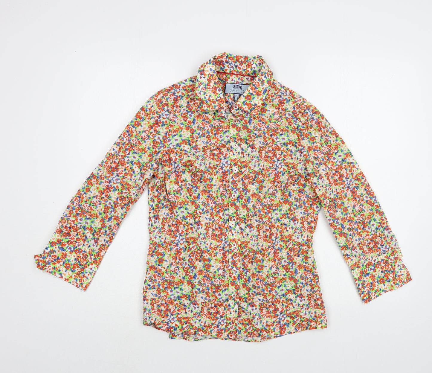 Hawes & Curtis Womens Multicoloured Floral Cotton Basic Button-Up Size 8 Collared