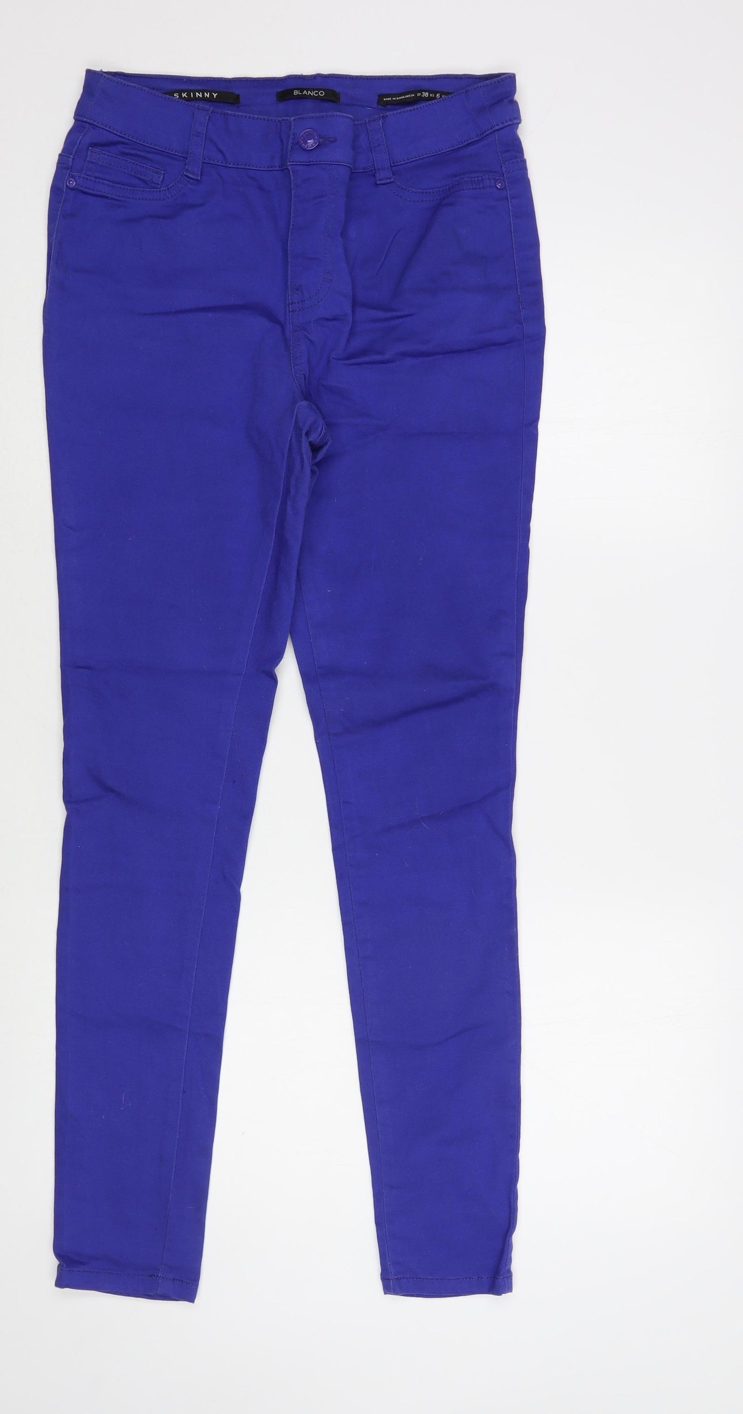 Blanco Womens Blue  Cotton Skinny Jeans Size 10 L30 in Regular Button