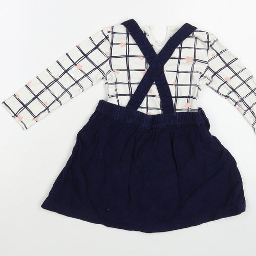 George  Blue Check Cotton Skirt/ Skort Set Outfit/Set Size 12-18 Months  Button - Poodle