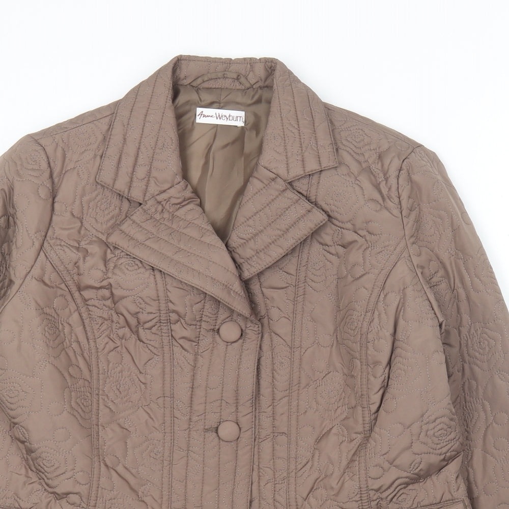ANNE WEYBURN Womens Brown   Jacket Coat Size 12