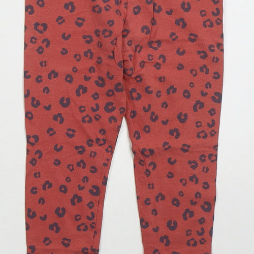 F&F Girls Red Animal Print Cotton Carrot Trousers Size 2-3 Years  Regular