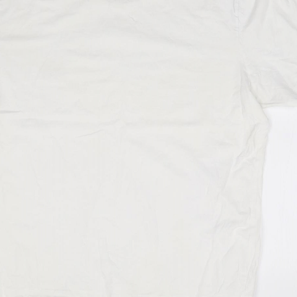 HUGO BOSS Womens Ivory  Polyester Jersey T-Shirt Size M Crew Neck